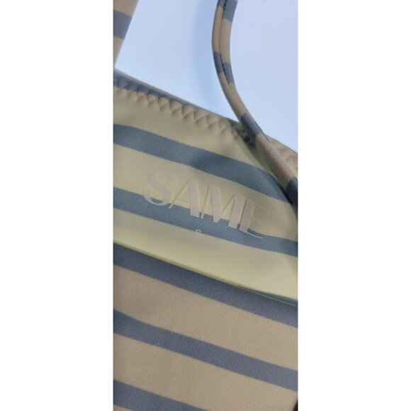 SAME LOS ANGELES One Piece Swimsuit Womens Stripped Sz Small Flower Beige Blue - Picture 4 of 10